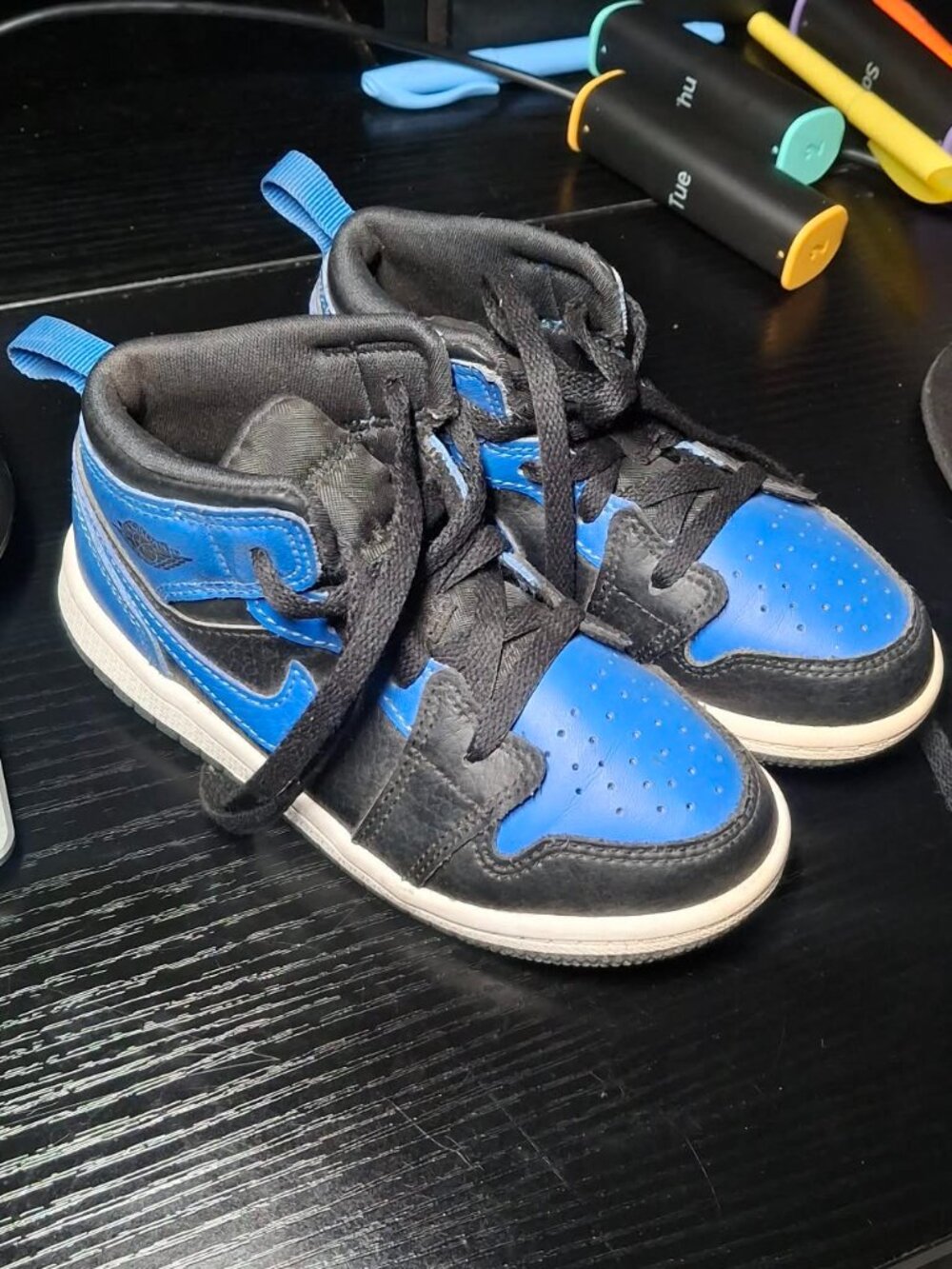 Nike Air Jordan 1 Mid Hyper Royal Toddler Black Blue Sneakers 9C AJ1 Retro Shoes